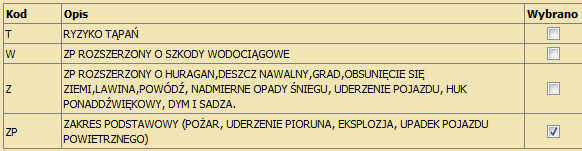 REJESTROWANIE WNIOSKU KROK 3. Określ zakres ubezpieczenia jakim chcesz objąć zgłaszane mienie. Dostępne opcje to: Uwaga!