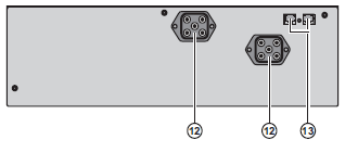 PARAMETRY MECHANICZNE Panel tylny modułu UPS Evolution S i modułu bateryjnego Evolution S EXB Evolution S 1250/1750 Evolution S 2500/3000 Evolution S EXB 1. Port komunikacyjny USB. 2. Port komunikacyjny RS-232 i przekaźnikowy.