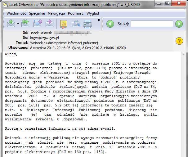 17 przykład 1 informacja Urząd nie udzielił odpowiedzi na wniosek o informację publiczną; nie powiodły się też telefoniczne próby przekonania placówki do uruchomienia esp.