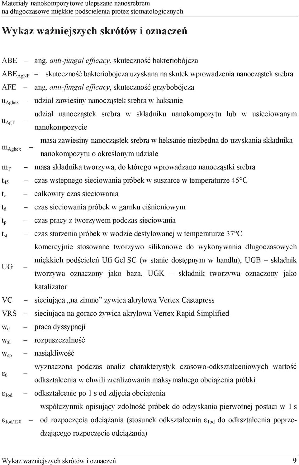 zawiesiny nanocz stek srebra w heksanie niezb dna do uzyskania sk adnika m Aghex nanokompozytu o okre lonym udziale m T masa sk adnika tworzywa, do którego wprowadzano nanocz stki srebra t 45 czas