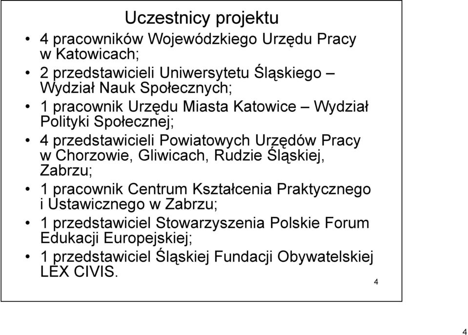 w Chorzowie, Gliwicach, Rudzie Śląskiej, Zabrzu; 1 pracownik Centrum Kształcenia Praktycznego i Ustawicznego w Zabrzu; 1