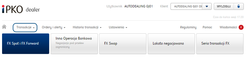 zawierania poszczególnych typów transakcji różni się w zależności od użytkownika i jest zgodna z listą produktów dostępnych dla klienta na podstawie zawartej z Bankiem umowy. 3.1.