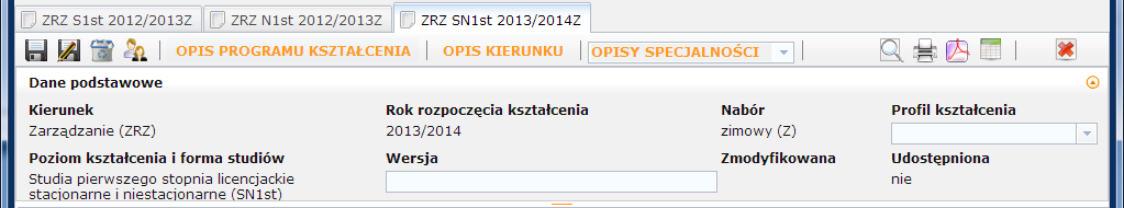 6.5. UDOSTĘPNIANIE PROGRAMU KSZTAŁCENIA Aby program kształcenia był widoczny dla innych użytkowników systemu S4, po zakończeniu prac nad programem należy nacisnąć przełącznik udostępnienia.