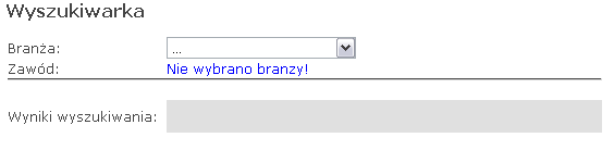 Wyszukiwanie kompetencji Wyszukiwarka umożliwia odszukiwanie ankiet dla określonego zawodu w celu testowania kompetencji.