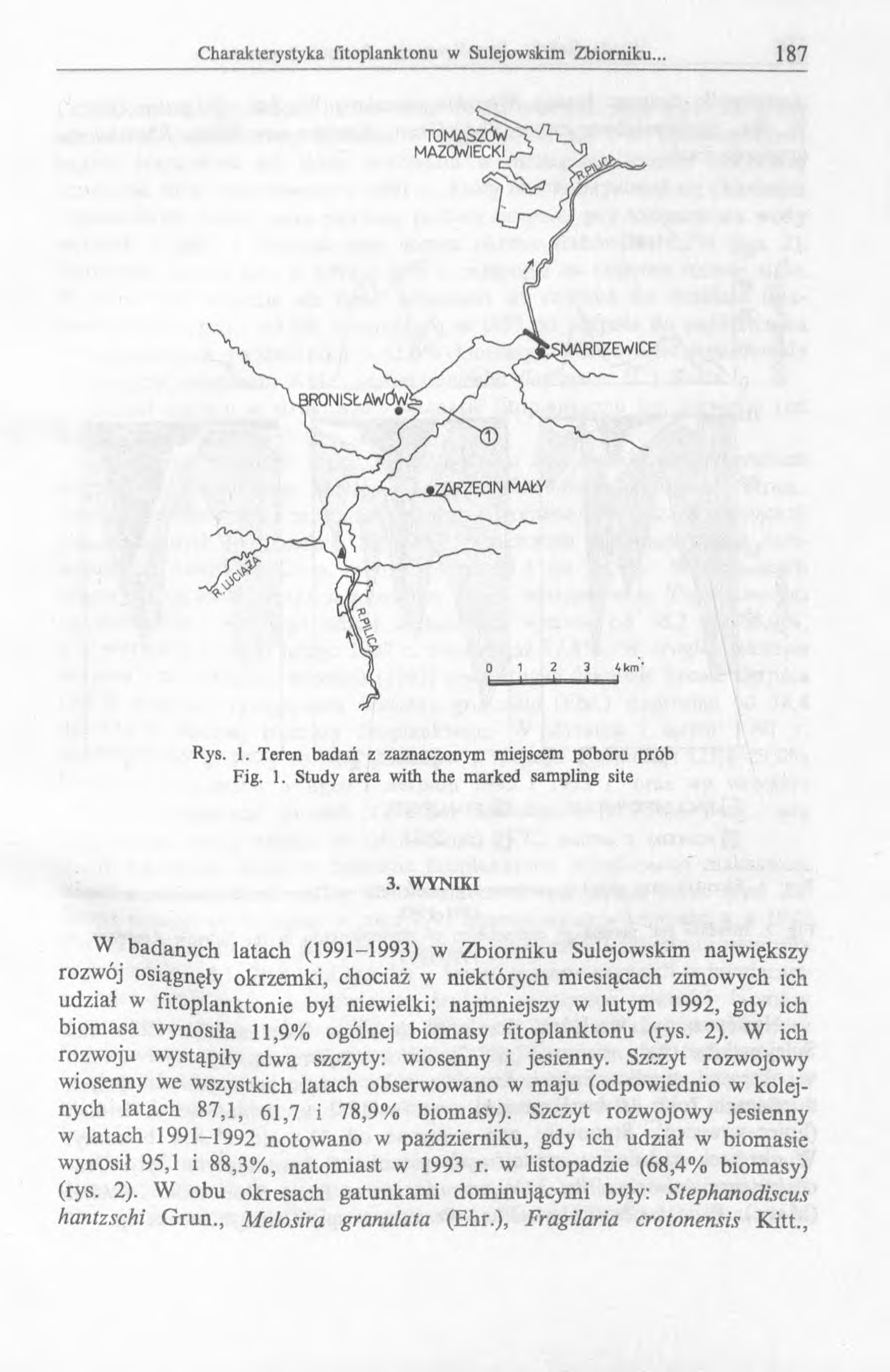 Rys. 1. Teren badań z zaznaczonym miejscem poboru prób Fig. 1. Study area with the marked sampling site 3.