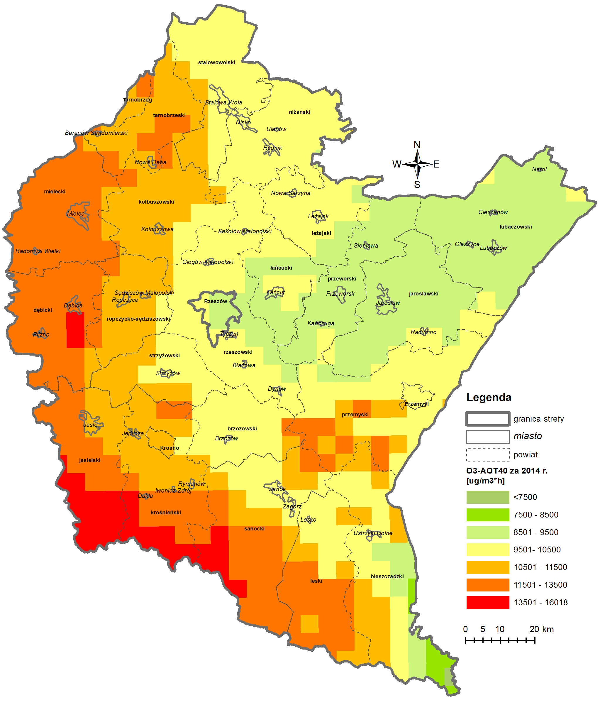 Ryc. 8.3.1. AOT4 w województwie podkarpackim za rok 214 r.