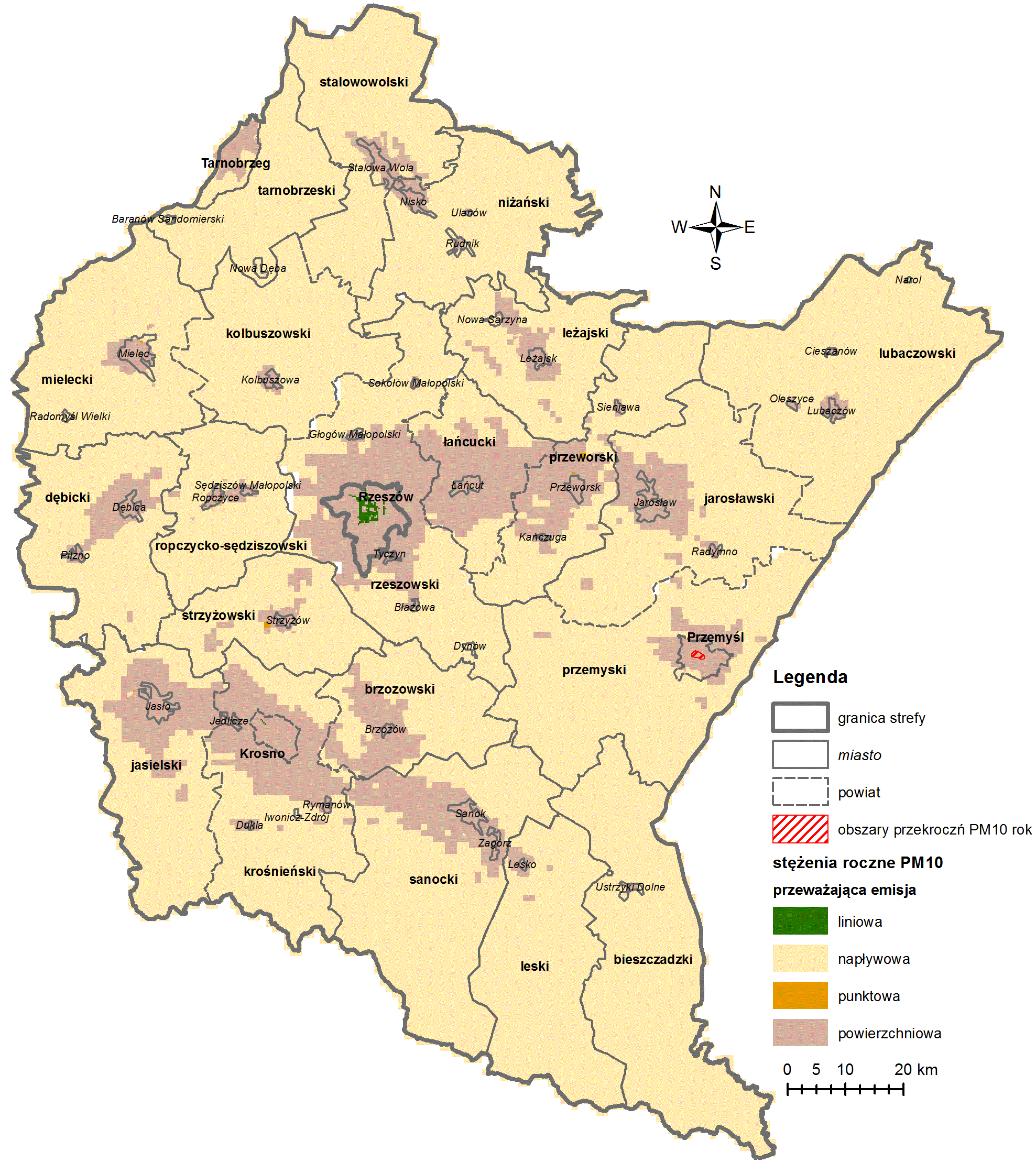 miasta największy udział miała emisja liniowa. Na rys. 7.2.1.2. i 7.2.1.21.