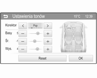 Ustawienia barwy dźwięku W menu ustawień barwy dźwięku można zdefiniować oddzielną charakterystykę barwy dźwięku dla każdego zakresu częstotliwości radiowych i każdego zewnętrznego źródła dźwięku.