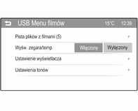 42 Urządzenia zewnętrzne Odtwarzanie plików filmowych rozpoczyna się automatycznie. Dotknąć d w ciągu pierwszych 5 sekund odtwarzania filmu, aby wrócić do poprzedniego pliku filmowego.