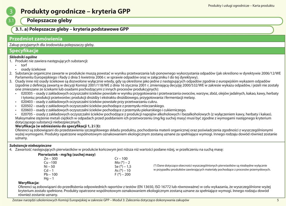 Substancje organiczne zawarte w produkcie muszą powstać w wyniku przetwarzania lub ponownego wykorzystania odpadów (jak określono w dyrektywie 2006/12/WE Parlamentu Europejskiego i Rady z dnia 5