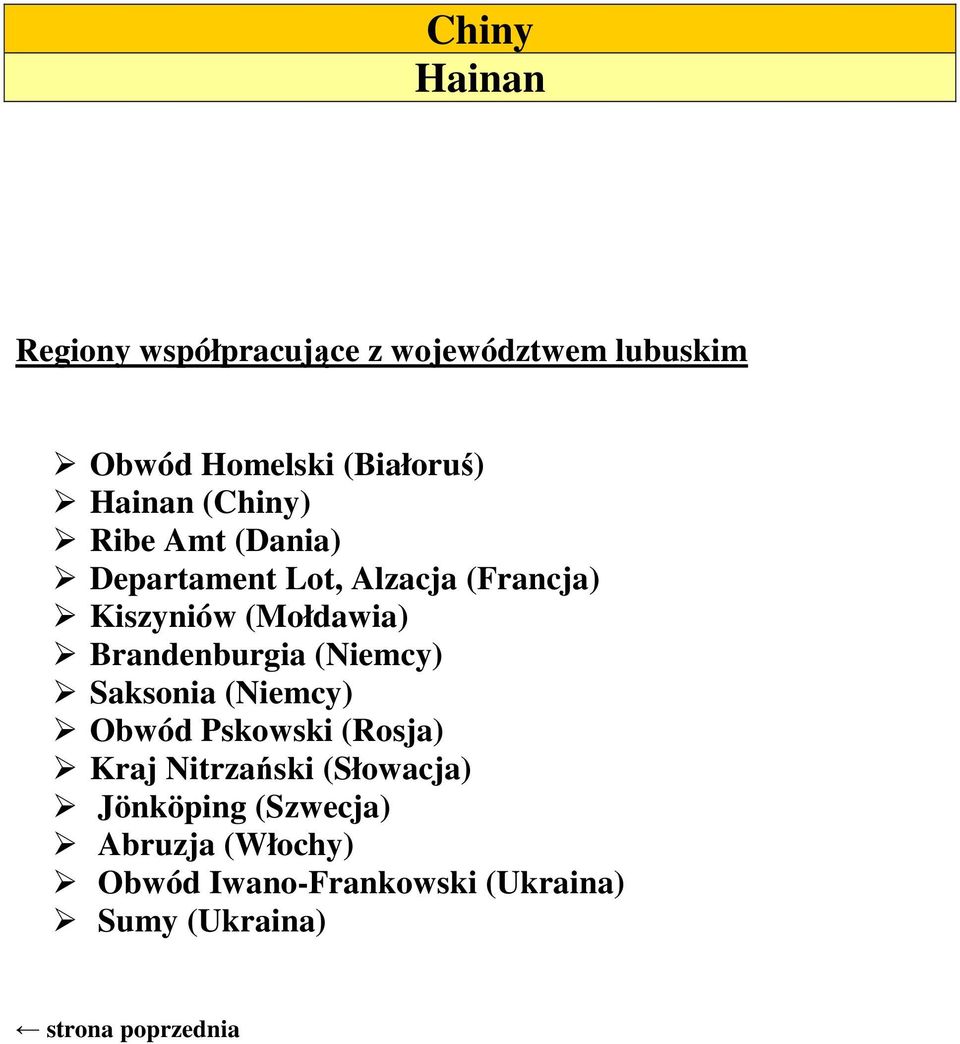 Brandenburgia (Niemcy) Saksonia (Niemcy) Obwód Pskowski (Rosja) Kraj Nitrzański