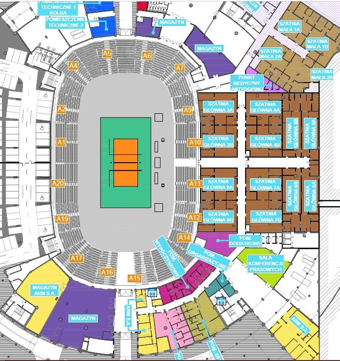 BACKSTAGE Backstage o powierzchni 3000 m 2 do adaptacji przez Najemcę: 12 modułowych szatni z możliwością połączenia, 2 pomieszczenia