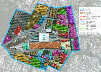 Kontekst Programu NCŁ Benchmarki Zagospodarowanie otoczenia dworca Teren dworca jest centralnym punktem obszaru NCŁ, w związku z tym kluczową kwestią w zakresie planowania funkcji jest