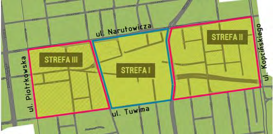 Ewolucja koncepcji NCŁ Obszar objęty Programem 2007 2011 2012 Obszar ok. 90 ha, ograniczony ulicami J. Tuwima, G. Narutowicza, H. Sienkiewicza oraz S. Kopcińskiego.