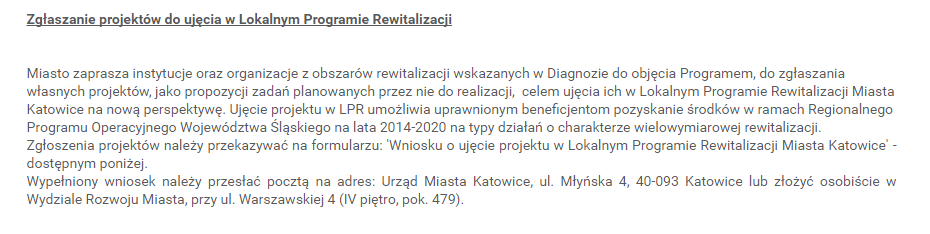 Kompleksowa diagnoza - udział instytucji zewnętrznych Urząd Miasta Katowice poinformował o przystąpieniu do prac nad dokumentem za pośrednictwem strony