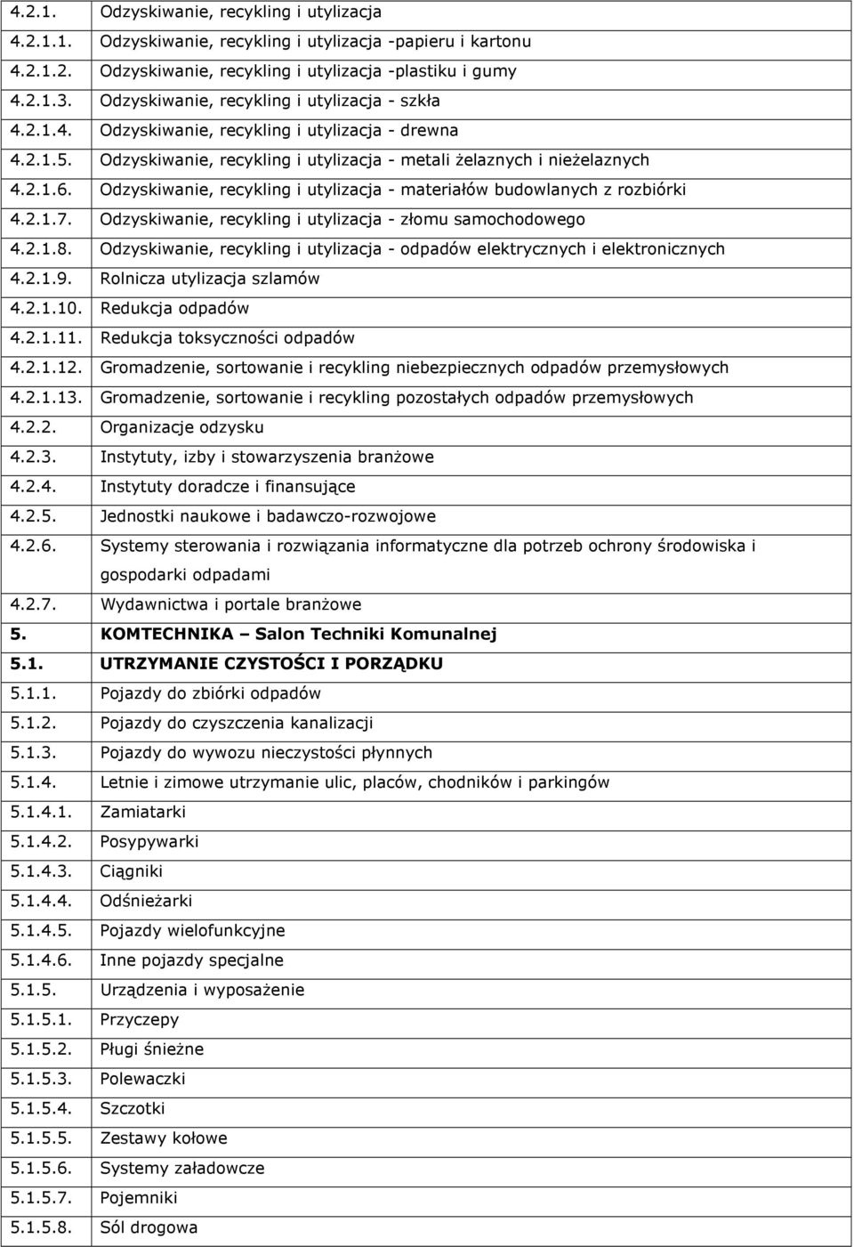 Odzyskiwanie, recykling i utylizacja - materiałów budowlanych z rozbiórki 4.2.1.7. Odzyskiwanie, recykling i utylizacja - złomu samochodowego 4.2.1.8.