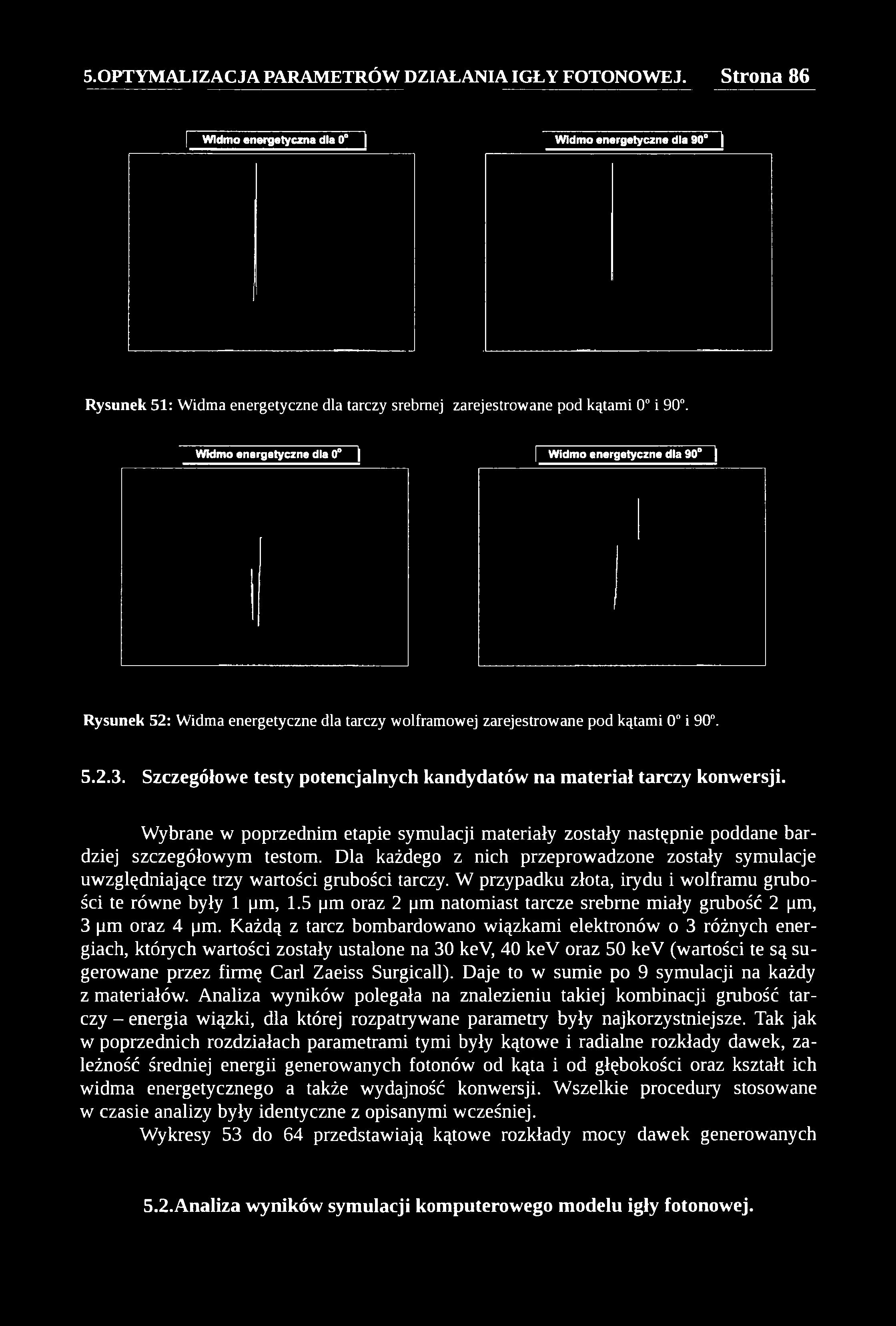 [ Widmo energetyczna dla 0 Widmo energetyczne dla 90 ~ Rysunek 51: Widma energetyczne dla tarczy srebrnej zarejestrowane pod kątami 0 i 90.