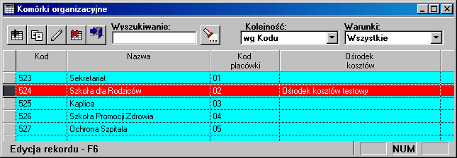 Słowniki Na ekranie pojawia się okno dialogowe, w którym użytkownik powinien podać dane dotyczące dodawanej placówki, jej: Kod - unikalny identyfikator rodzaju placówki Nazwę - nazwa rodzaju placówki