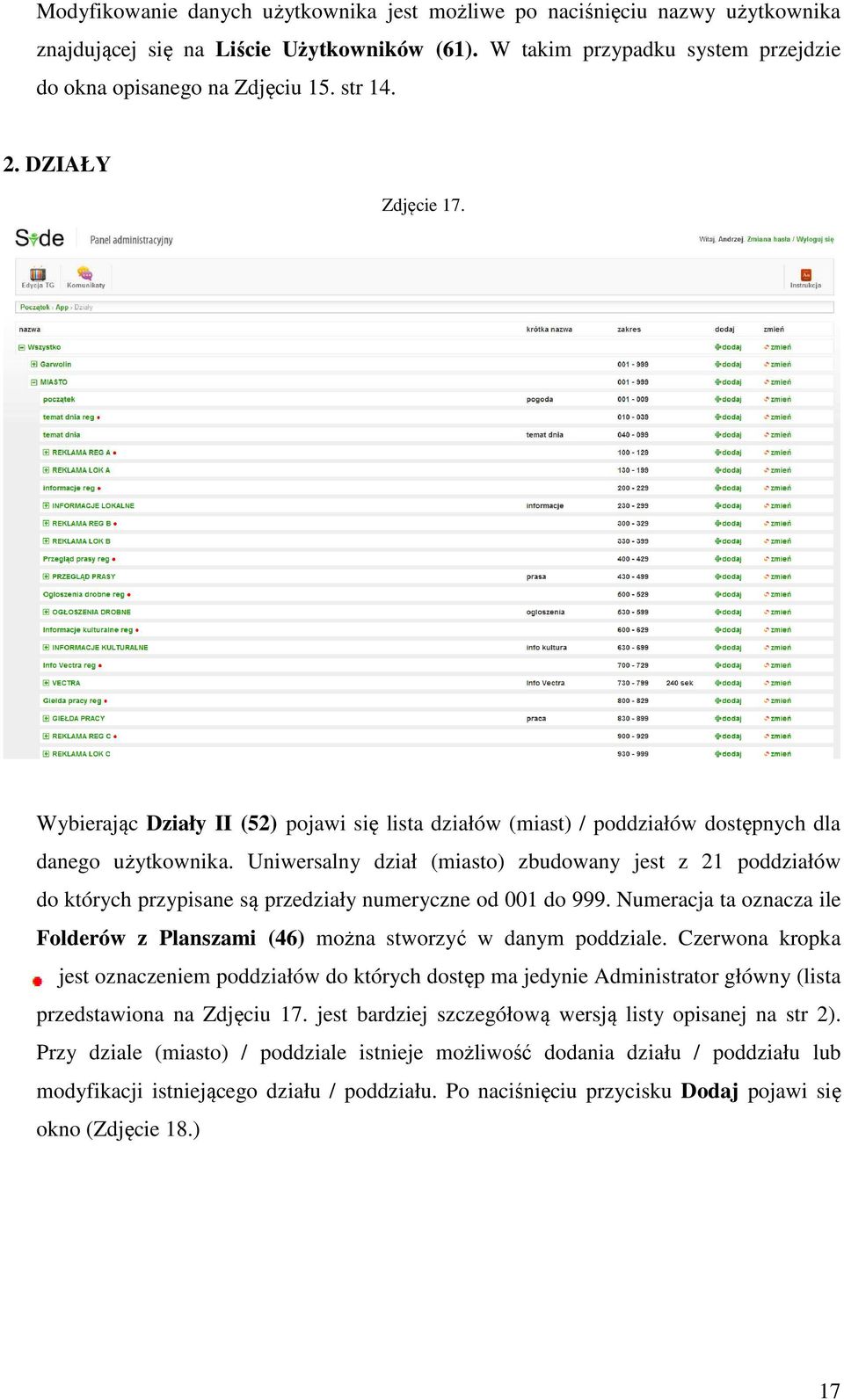 Uniwersalny dział (miasto) zbudowany jest z 21 poddziałów do których przypisane są przedziały numeryczne od 001 do 999.