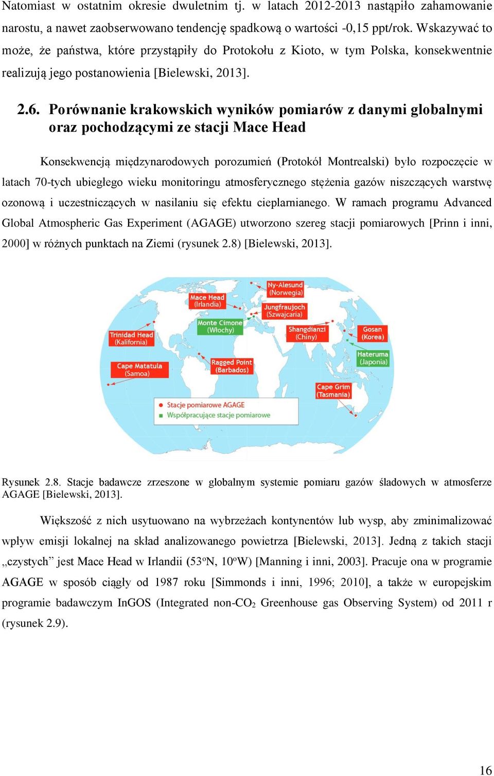 Porównanie krakowskich wyników pomiarów z danymi globalnymi oraz pochodzącymi ze stacji Mace Head Konsekwencją międzynarodowych porozumień (Protokół Montrealski) było rozpoczęcie w latach 70-tych