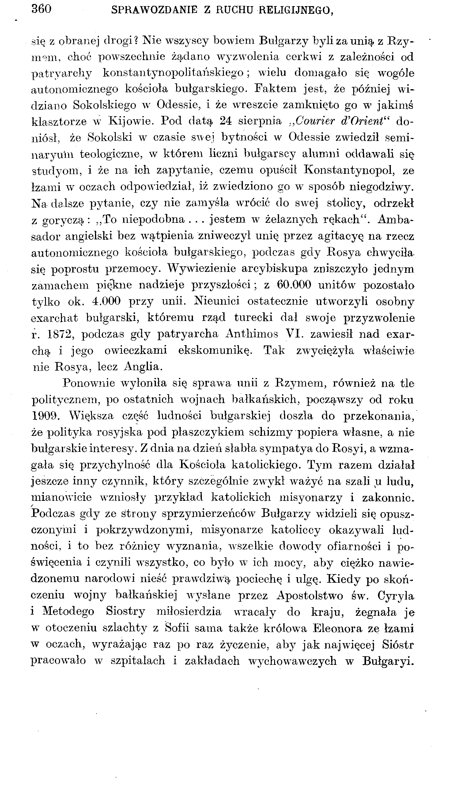 360 SPRAWOZDANIE Z RUCHU RELIGIJNEGO, się z obranej drogi?