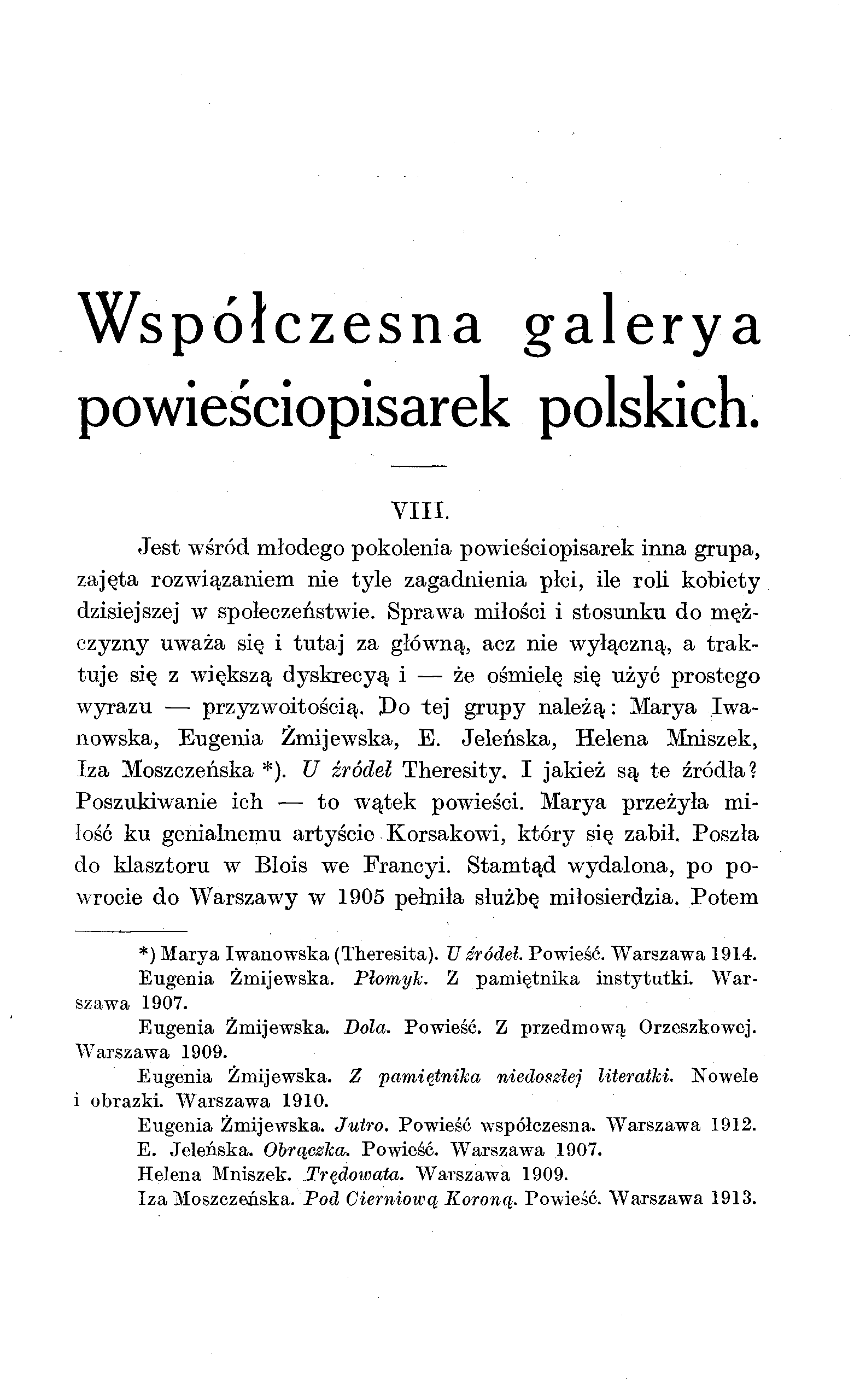 Współczesna galerya powieściopisarek polskich. VIII.