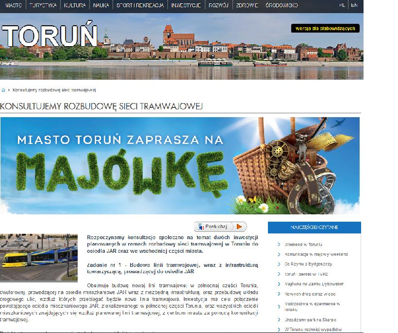 Załącznik Informacje w mediach lokalnych Strona internetowa www.torun.pl, 1 kwietnia 2016 r.