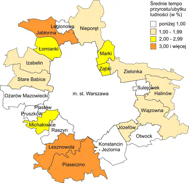 Dane o migracjach czasowych krótkoterminowych oraz wielkości zatrudnienia w mieście, pozwalają szacować liczbę ludności przebywającej w Warszawie na ok. 1.800.000.