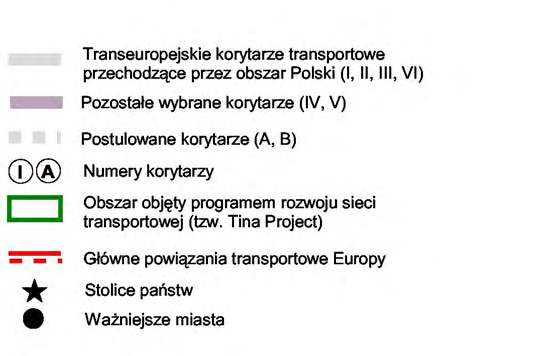 VIII. SYSTEM TRANSPORTOWY (Rysunek Studium Nr 5, 6,7 i 8) Schemat Nr 51- Transeuropejskie korytarze transportowe Harmonijny rozwój miasta jest niemożliwy bez rozwoju nowoczesnego systemu