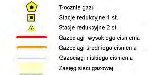 Mocne strony i szanse: 6. CIEPŁOWNICTWO (Schemat Nr 61) niezawodność dostaw gazu do systemu dystrybucyjnego ( stacje redukcyjne I-go stopnia obciążone są w okresach szczytowych do poziomu ok.