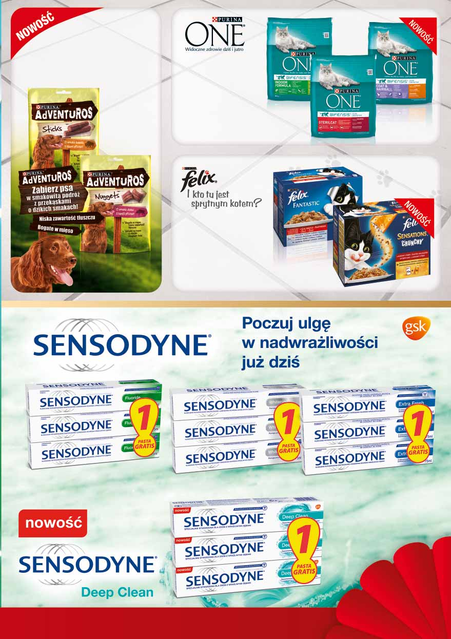 PURINA STICKS PRZEKĄSKA DLA DOROSŁYCH PSÓW SMAK BAWOŁA 120 G, SMAK DZIKA 90 G sprzedaż po 1 opak. 31719396 3 59 1 opak. z VAT 3.88 PURINA ONE KARMA DLA KOTA 800 G sprzedaż po 1 opak.