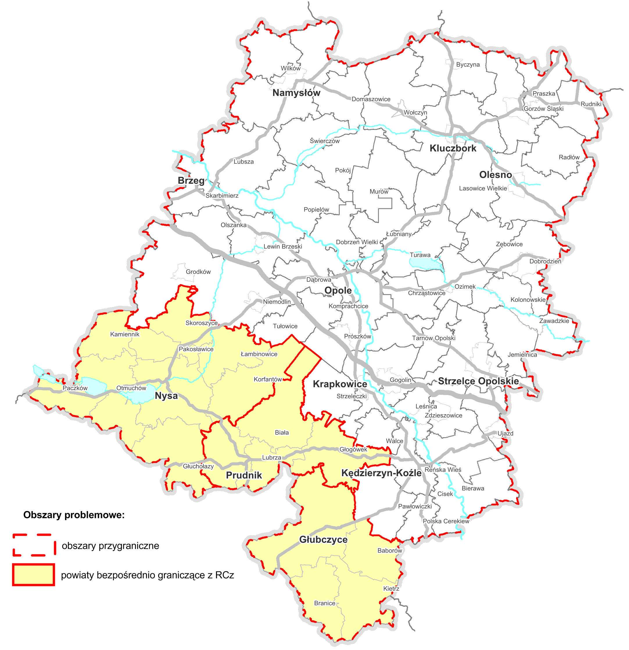 Obszary przygraniczne są narażone na negatywne efekty związane z oddaleniem i słabą dostępnością do centrum regionu oraz wymywaniem zasobów (szczególnie za granicę).