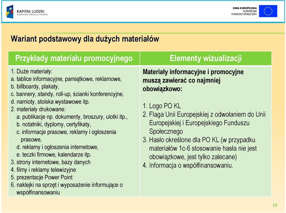 informacje prasowe, reklamy i ogłoszenia prasowe, d. reklamy i ogłoszenia internetowe, e. teczki firmowe, kalendarze itp. 3. strony internetowe, bazy danych 4. filmy i reklamy telewizyjne 5.