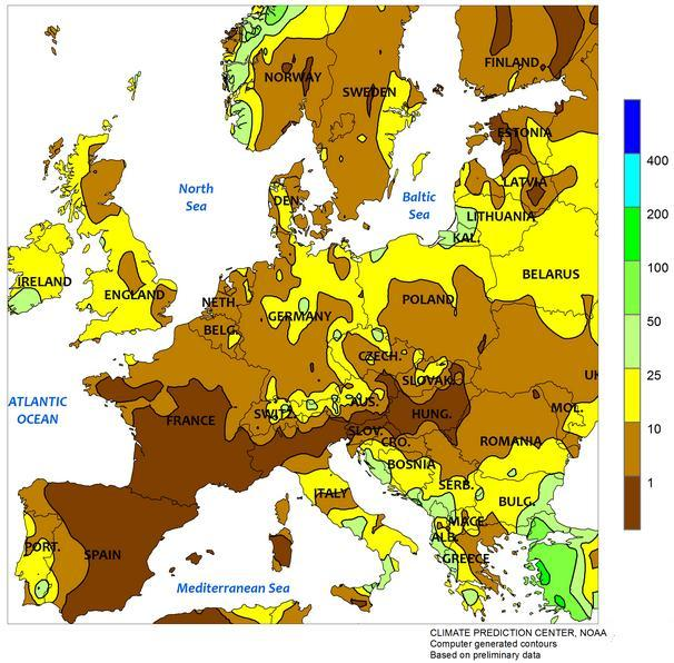 Strona 3 z 8 Odchylenie temperatury od normy w Polsce i innych krajach