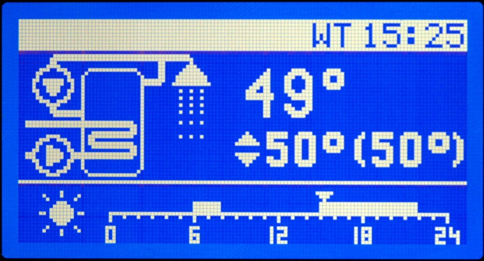 2.8 Ustawianie temperatury zadanej CWU Ustawianie temperatury zadanej CWU jest możliwe kiedy obwód CWU jest załączony. Wyświetlić ekran CWU, przedstawiony poniżej.