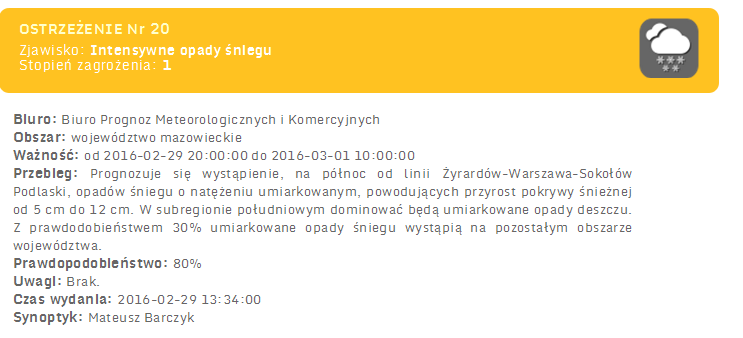 INFORMACJE HYDROLOGICZNO - METEOROLOGICZNE Rozkład dobowej sumy opadów Stan