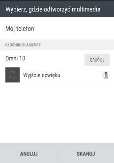 152 Udostępnianie w sieci bezprzewodowej Przesyłanie strumieniowe muzyki do głośników zgodnych z Blackfire BLACKFIRE RESEARCH Muzykę z HTC Desire 630 można odtwarzać jednocześnie za pomocą kilku