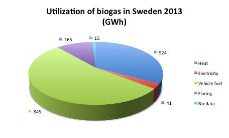 Wykorzystanie biogazu w Szwecji Źródło: Energimyndigheten, za M.
