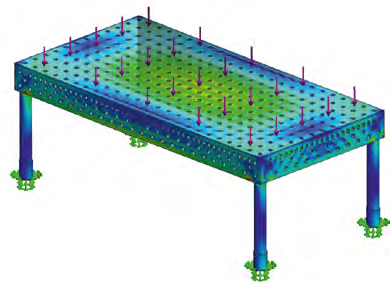 01 02 Zalety stołów systemowych 3D Nowa twardość w firmie Demmeler DEMONT 860 M Poprzez zastosowanie materiału podstawowego płyty bazowej o dużej twardości w połączeniu ze specjalnie zoptymalizowanym