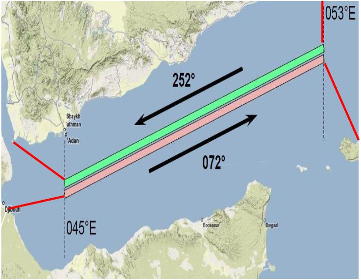 Mapa 1 a: Międzynarodowy Uznany Korytarz Tranzytowy (IRTC) Statki przepływające przez