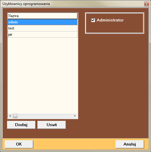Użytkownicy Użytkownicy Administrator systemu ma uprawnienia do zarządzania użytkownikami.
