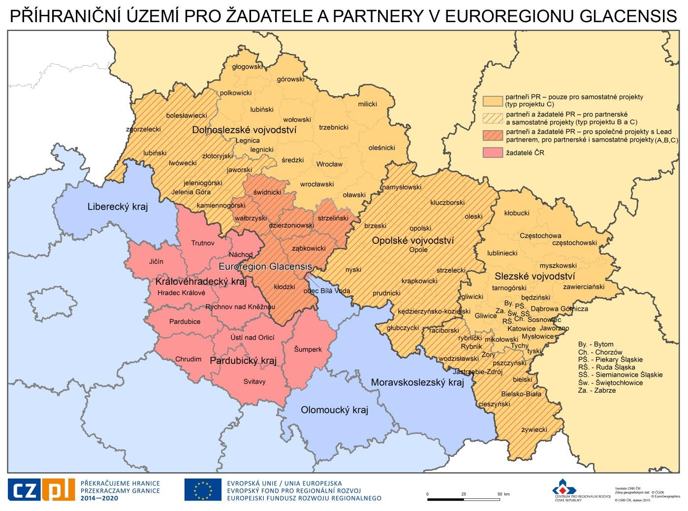 po stronie polskiej: - powiaty: dzierżoniowski, kłodzki, strzeliński, świdnicki, wałbrzyski,