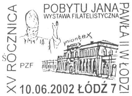 2002 rok. DATOWNIKI JEDNODNIOWE. 1. 18.05.2002 BIELSKO - BIAŁA 1 w geście błogosławieństwa 82. ROCZNICA URODZIN PAPIEŻA 2. 18.05.2002 RYBNIK 1 w piusce trzymającego pastorał POCZTA SAMOLOTOWA. 82. ROCZNICA URODZIN PAPIEŻA 3.