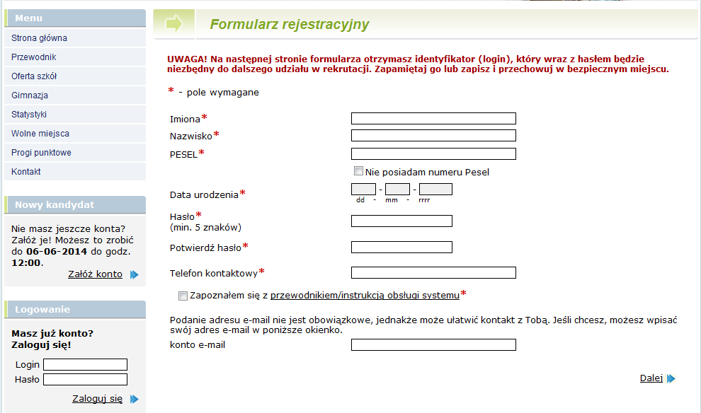 Etapy działania Po zapoznaniu się z ofertą szkół, możesz przystąpić do rejestracji w Systemie Elektronicznego Wspomagania Rekrutacji Nabór Optivum.