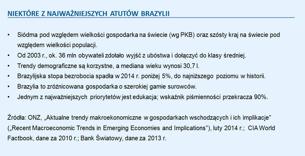 Inwestowanie w Brazylii na przekór dominuj?cym przekonaniom rynkowym Date : 4 Marzec 2015 Dla wielu inwestorów dzia?aj?cych w Brazylii, w??cznie z nami, ostatnie lata by?y nieco frustruj?ce, bior?