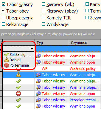 16. Terminarz W terminarzu umożliwiono dodatkowe filtrowanie/sortowanie danych. Umożliwiono również weryfikację terminów poprzez sprawdzanie dwóch parametrów równocześnie (np.