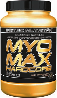 MYOMAX HARDCORE Hardcorowy wzmacniacz działania mięśni! 42 g białek + 10 g wolnych aminokwasów! Mieszanka białek z różnych źródeł! Mieszanka węglowodanów ze skrobi kukurydzianej oraz palatynozy!