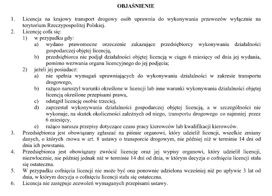 Oświadczenie o niekaralności 35 Rozdział 2 dawne wzory Podejmowanie i wykonywanie transportu drogowego Licencja na