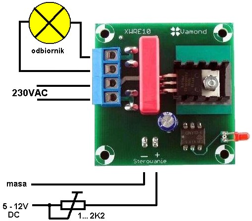 2.2.1.Sterowanie Napięcie na wejściu Sterowanie o wartości od 0 do 5V (prąd od 0 do 3 ma). Dla wartości 0V triak wyłączony. Dla wartości 5V triak załączony całkowicie.