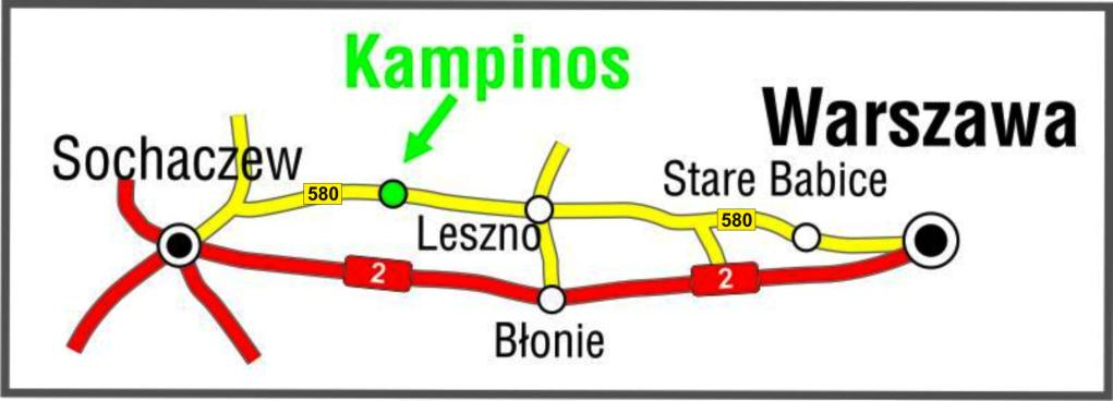 Ryc. 3. Położenie Gminy Kampinos na tle gmin sąsiednich źródło: POŚ Kampinos Bardzo korzystne położenie w sąsiedztwie głównych szlaków komunikacyjnych (ryc.